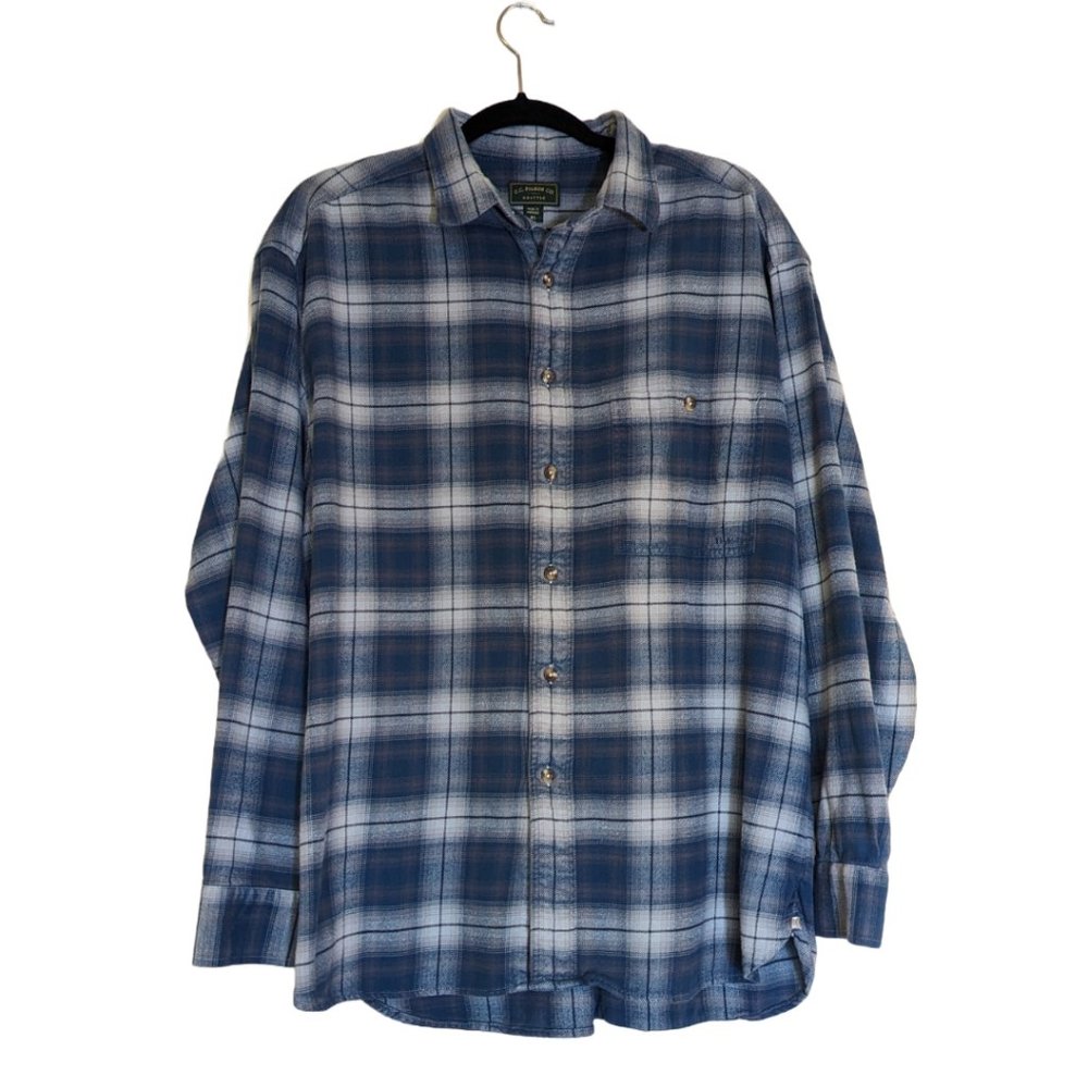 Filson Flannel Shirt Blue & Gray Plaid Mens Size XL